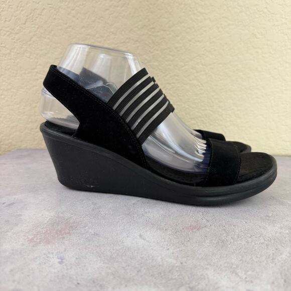 Skechers Rumblers Sci-Fi Wedge Sandal Black Memory Foam 38472 Women's Size 9 - Picture 4 of 13